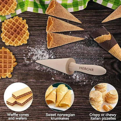 Wood Cone Roller Pizzelle Roller Krumkake Ice Cream Cone Roller Mold Natural Waffle Cone Roller Wooden Mini Waffle Cones Pastry Decorating Baking Pastry Tool Cone Mold Pizzelle Makers Pastry Roller
