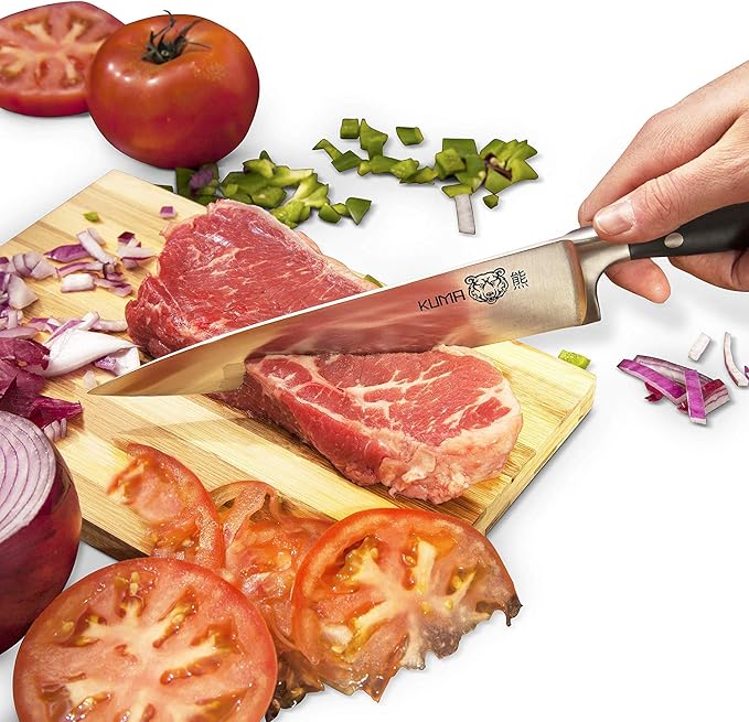 KUMA Multi Purpose Chef Knife (Set of 3) - Razor Sharp Out Of The Box - 8 Inch Chefs Knife for Carving, Slicing & Chopping - Ergonomic Handle - Professional Cooking Kitchen Knife - Cuts Like A Dream