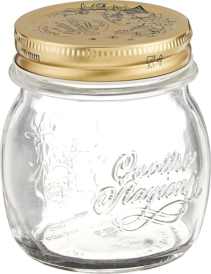 Bormioli Rocco Quattro Stagioni Clear Airtight Mason Jar, 8.5 Oz. Made from Food Safe Durable Glass, Made in Italy.