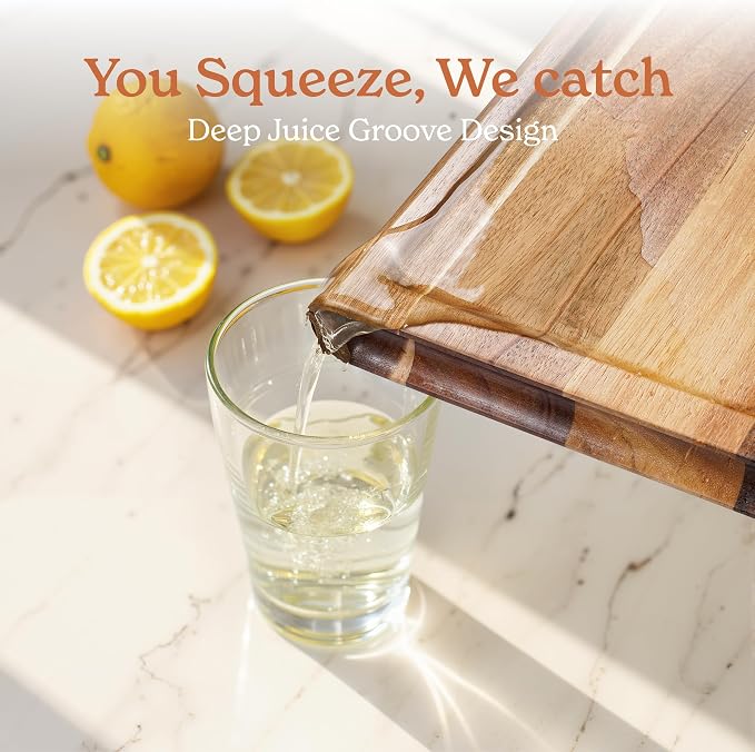 Smirly Non Toxic Cutting Boards for Kitchen [1.2" Thickness][17" Extra Large][Acacia HardWood] Cutting Chopping Board with Deep Juice Groove Heavy Duty & Easy Clean