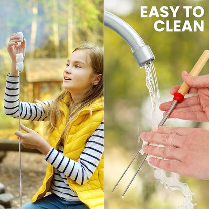 Zulay Kitchen Sturdy Marshmallow Sticks for Fire Pit Extra Long - Smores Sticks Smores Kit - Marshmallow Roasting Skewers - Hot Dog Fork Bonfire Glamping Camping Accessory 32" 8 Pack Bundle