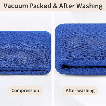 Homaxy 100% Cotton Kitchen Towels and Dishcloths Set, 12 x 12 Inches and 13 x 28 Inches, Set of 12 Bulk Kitchen Towels Set, Ultra Soft Absorbent Dish Cloths for Washing Dishes, Blueberry