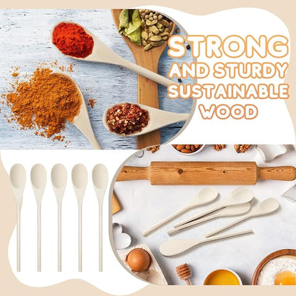 Eaasty 50 Pcs 9.8 Inch Wooden Spoons Bulk for Cooking Handle Long Wooden Spoons Stirring Spoons Oval Wood Mixing Spoons for Baking Mixing Serving Stirring Cooking Tasting Crafts