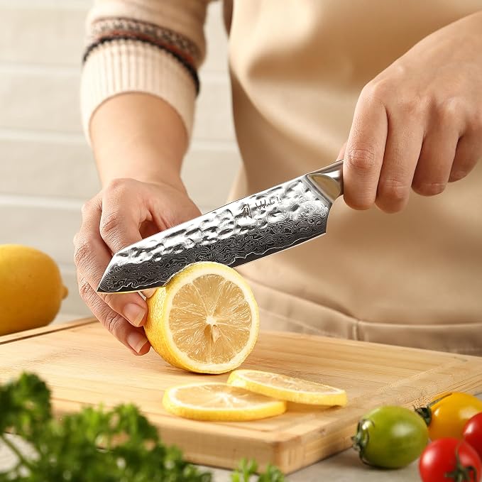 Wakoli Pearl Blanche Damascus Kitchen Knife Set, 3-Piece Professional Chef Knife Set | 67-Layer Damascus Steel with VG10 Core | White G10 Handles | Gift Box