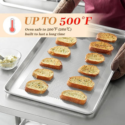6 Pack Half Size Baking Sheet Pans Perforated, Aluminum Commercial Cookie Sheets Non-Stick, 18"x13"