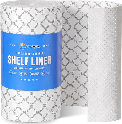 Cooyes Refrigerator Shelf Liners for French Door Fridge, 24" x 240" Extra Large, Non-Slip Fridge Mats Machine Washable, Refrigerator Drawer Liner for Glass Shelves Kitchen Cabinet