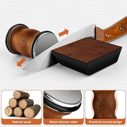 Rolling Knife Sharpener Tool Kit, Multi-Angle Magnetic Roller Sharpeners for Kitchen Knives, Diamond&Ceramic Knife Sharpening System Set, Offers 12&15&20&25 Degree Sharpening