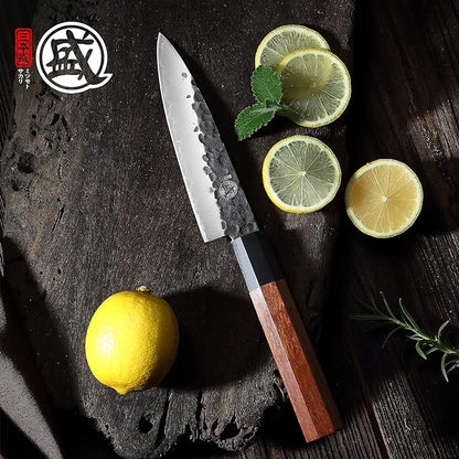 MITSUMOTO SAKARI 5.5-Inch Japanese Paring Knife, 9Cr18MoV Steel | Compact blade for peeling, trimming and fruit prep, 3-layer 9Cr18MoV steel, rosewood handle, sandalwood box