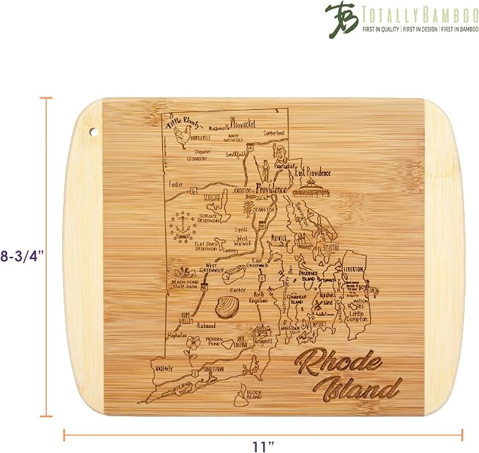 Totally Bamboo A Slice of Life Rhode Island State Serving and Cutting Board, 11" x 8.75"