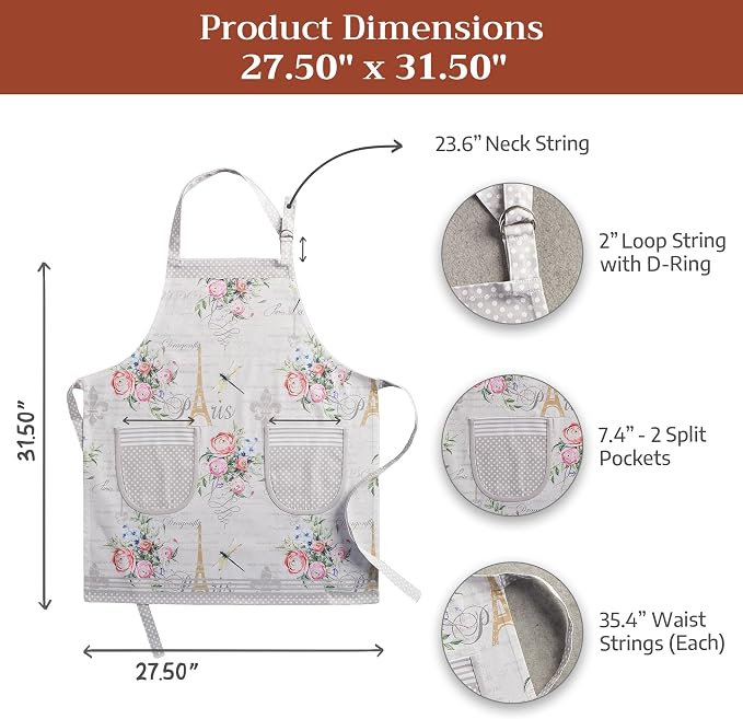 Maison d' Hermine 100% Cotton Apron for women with Pocket Kitchen Chef Apron for Men Cooking Spring Summer