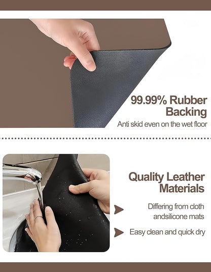 Dish Drying Mat for Kitchen Counter, 17" x 31.5"Dish Drying Pad with Non-slip Rubber Backed, Hide Stain Anti Absorbent for Kitchen Counter, Drying Mat for Coffee Machine Dish Rack (Brown)