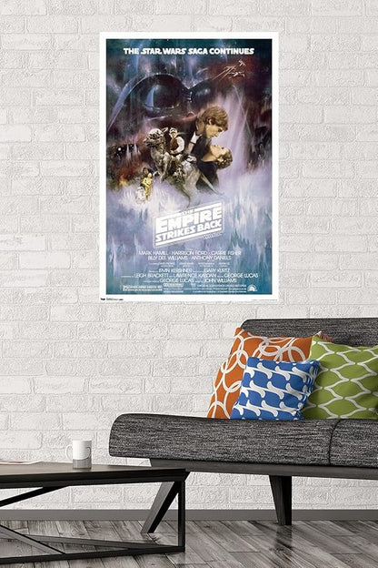 Trends International Star Wars: The Empire Strikes Back - The Saga Continues One Sheet Wall Poster, 22.375" x 34", Premium Poster & Mount Bundle
