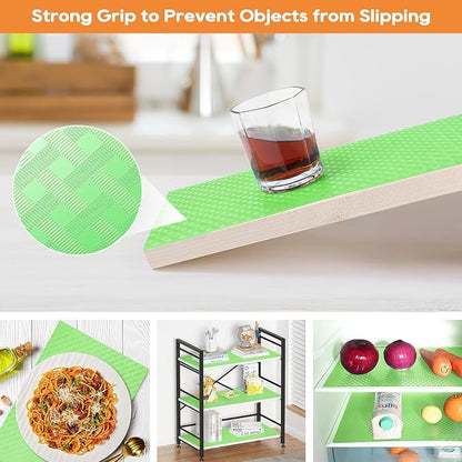 Fridge Liner Shelf Liners for Kitchen Cabinet Refrigerator Liners Waterproof & Oil-Proof Kitchen Cupboard Liner Non Adhesive Drawer Mats EVA Material for Shelves -Green 11.8 x 59 Inches