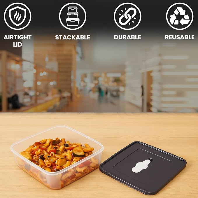 Neez 14PCS Vacuum Plastic Food Storage Container Set with Vented Lids (20 Cups) - Airtight, Microwave, Dishwasher Safe, Airlock lids - Perfect for Meal Prep, Leftovers