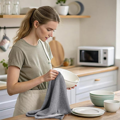 Mordimy Premium Kitchen Towels 6 Pack (18 x 28 Inches, Grey), Large Cotton Kitchen Hand Towel, Flat & Terry Dish Towels for Drying Dishes, Super Absorbent Tea Dishtowels Set with Hanging Loop