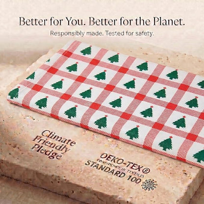 Urban Villa Christmas Kitchen Towels Christmas Tree Print Premium Quality 100% Cotton Dish Towels Mitered Corners Ultra Soft (Size: 20X30 Inches) Highly Absorbent Bar Towels & Tea Towels - (Set of 6)