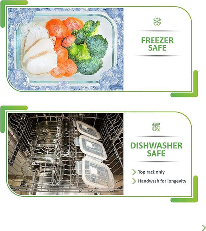 PrepNaturals 5 Pack 30 Oz Glass Meal Prep Containers - Dishwasher Microwave Freezer Oven Safe - Glass Storage Containers with Lids (Multi-Compartment)
