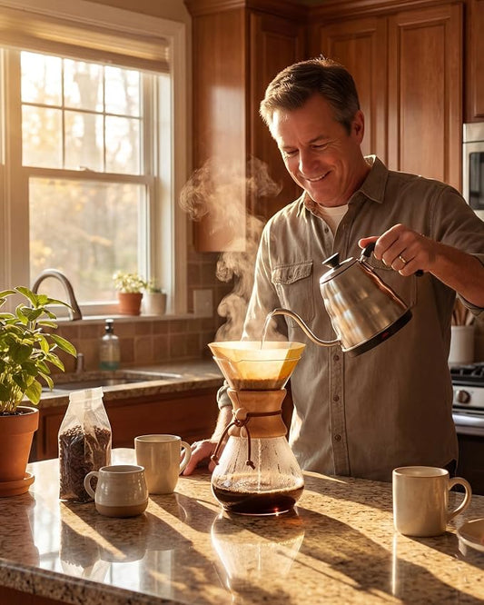 AGOGO Pour Over Coffee Maker Glass with 50pcs Paper Filters -for Home, Office, Camping, Cafes - Easy Clean Coffee Dripper Set (Soft Towel&Brush)(28oz Slim Shape w/Paper Filters)
