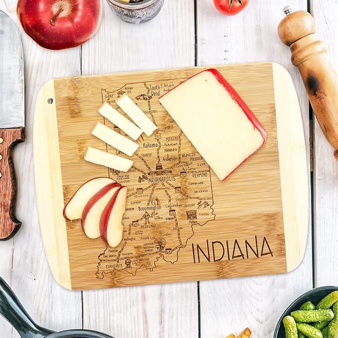 Totally Bamboo A Slice of Life Indiana State Serving and Cutting Board, 11" x 8.75"