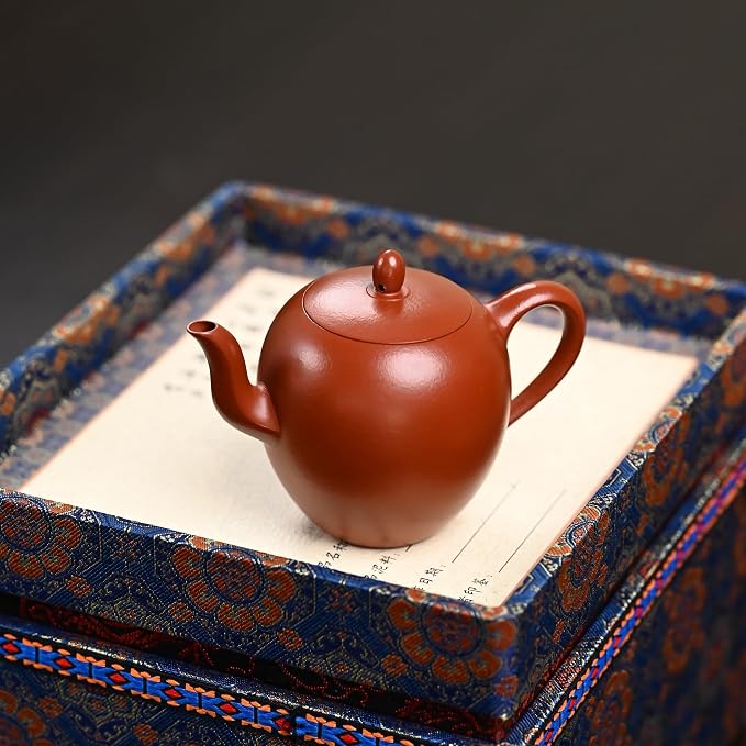 Handmade Yixing Zisha Teapot Beauty Shoulder Shape, 130cc Premium Wrinkled Zhuni Clay Gongfu Tea Pot with 7-Hole Water Outlet& Gift Box, by Master Artisan