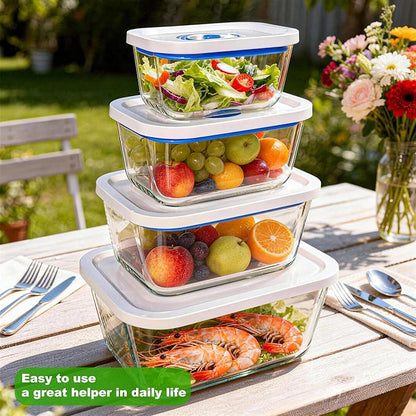 Elmond Glass Vacuum Containers (3-Size Set S M L)– Universal Compatible with Nozzles 2.4-3.8cm/0.95-1.5 in – For Handheld & Desktop Sealers