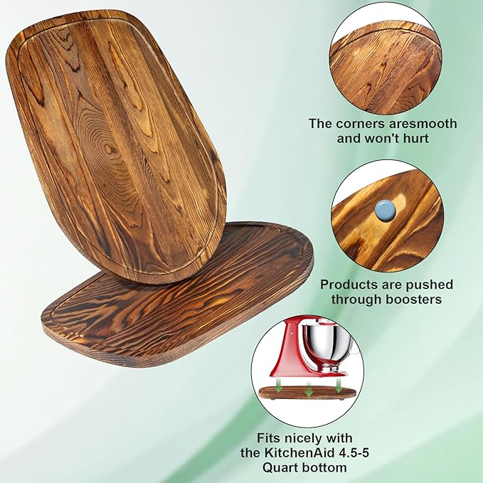GuanQiao Food-Grade Bamboo Slider for KitchenAid 4.5-5 Qt Tilt Head Stand Mixer, Appliance Sliding Mat for Kitchenaid Artisan, Kitchen Countertop Storage Accessories Mixer Moving Tray Attachments