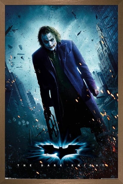 Trends International DC Comics Movie - The Dark Knight - The Joker - One Sheet Wall Poster, 14.725" x 22.375", Bronze Framed Version