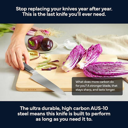 Misen 8 Inch Chef Knife, AUS-10 Japanese Stainless Steel - Gray