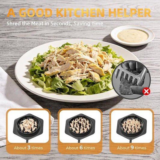 Cleangor Chicken Shredder Tool Twist Large, BPA Free Meat Shredder with Ergonomic Handle, Non-Slip Food Shredder Tool for Pork, Beef, Set of Chicken Breast Shredder with Brush & Fork (1, Pink)