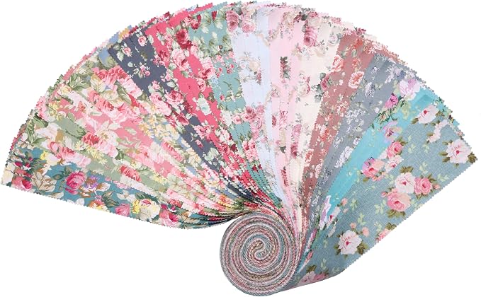 Nodsaw Jelly Rolls for Quilting Clearance 42 Strip 2.5" x 44" - Cotton Jelly Roll Fabric Strips for Quilting, Sewing, Blanket, Rug, Home Decor, and Purse Making, Rose Floral