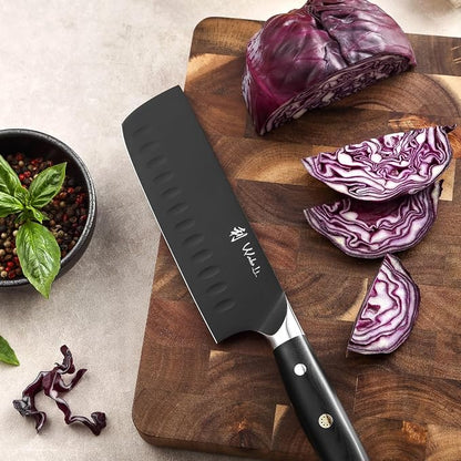 Wakoli Titanium Noir Nakiri Knife – 6.7-Inch Professional Vegetable Chef Knife | 5Cr15MoV Stainless Steel Blade with Black Titanium Coating | Ergonomic G10 Handle | Kitchen Knife in Gift Box