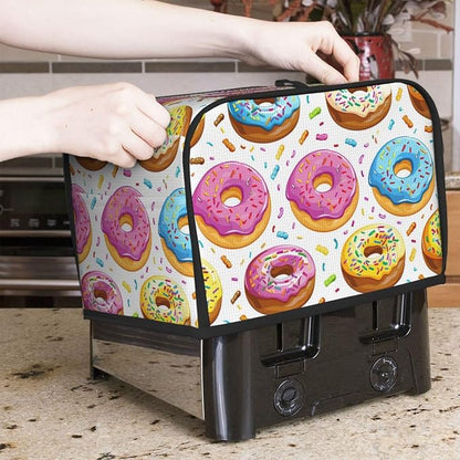 Donuts Theme 2 Slice Toaster Cover Wide Slot Dustproof Bread Maker Cover Fingerprint Protection Kitchen Appliance Cover Toaster Bag