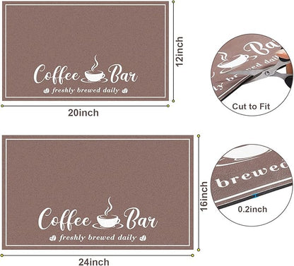 CooRug Absorbent Coffee Mat, Fashion Dish Drying Mat for Kitchen Counter Coffee Bar Accessories Espresso Machine Dish Rack 16" x 24" Brown