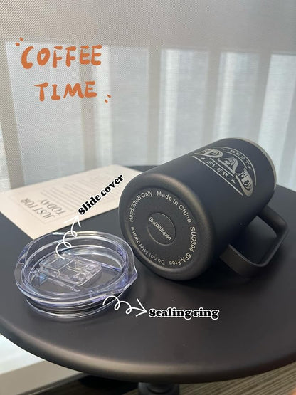Best Dad Ever Gifts from Daughter Son, Stainless Steel Coffee Mug with Lid for Father, Husband, Uncle, Gifts for Father's Day (17oz Black from Daughter)