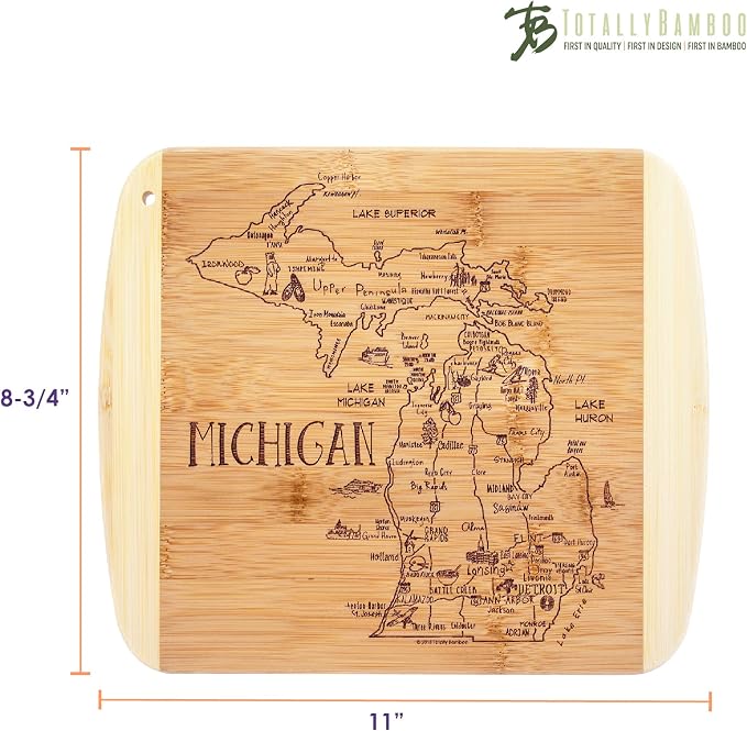 Totally Bamboo A Slice of Life Michigan State Serving and Cutting Board, 11" x 8.75"