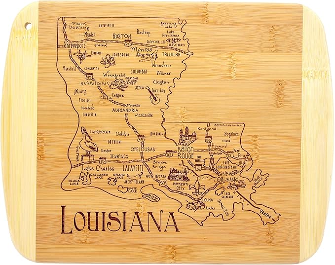 Totally Bamboo A Slice of Life Louisiana State Serving and Cutting Board, 11" x 8.75"