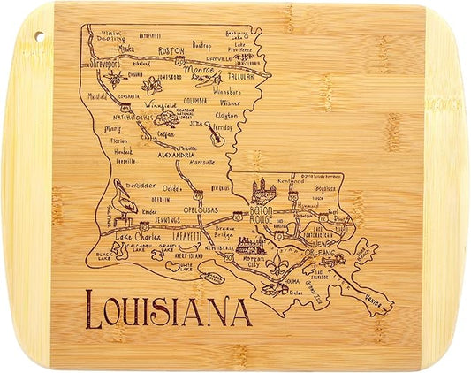 Totally Bamboo A Slice of Life Louisiana State Serving and Cutting Board, 11" x 8.75"
