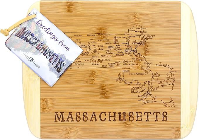 Totally Bamboo A Slice of Life Massachusetts State Serving and Cutting Board, 11" x 8.75"