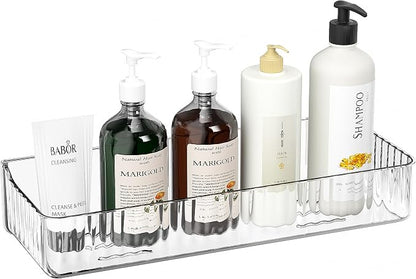 ZEXALOR Wall Mount Organizer for Kicthen, Bathroom, Dresser, Office, Pantry Storage and Organization - Clear Long Wall Basket Storage, Cabinet Door Organizer (13.9×4.7×2.8")