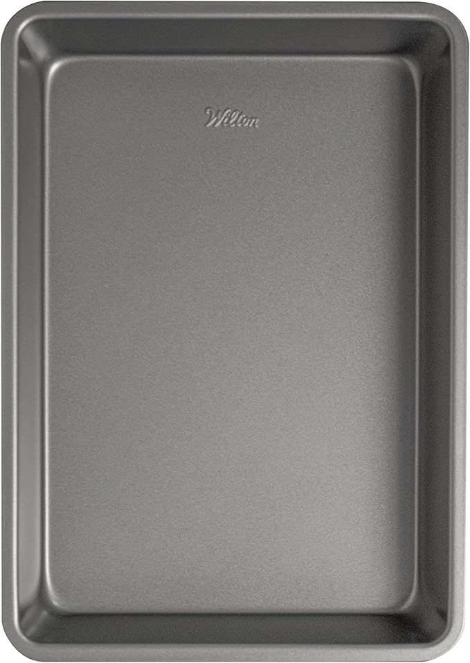 Wilton Silver Non Stick Oblong Cake Pan, Perfect for Cake and Lasagna, Made without PFAS, Durable Steel, Even Heating, 13 x 9 x 2 in, Packaging May Vary