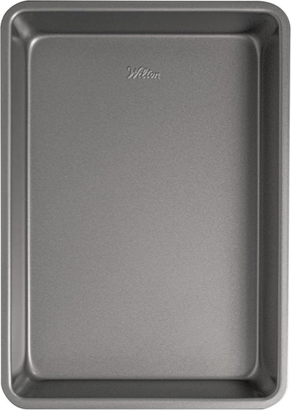 Wilton Silver Non Stick Oblong Cake Pan, Perfect for Cake and Lasagna, Made without PFAS, Durable Steel, Even Heating, 13 x 9 x 2 in, Packaging May Vary