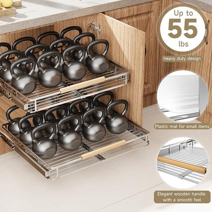 1 Pack Expandable Pull Out Cabinet Organizer，Side Mounting 17.1~28"x22.5"Cabinet Pull Out Shelves, Expandable Slide Out Spice Rack for Cabinet for Kitchen Bathroom Office