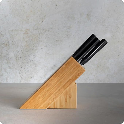 Kai PRO 5 Piece Slimline Block Set, Includes 8" Chef, 3.5" Paring and 6" Utility Knives, Knife Block Set, Japanese AUS6M Stainless Steel Blades, Full-Tang POM Handles