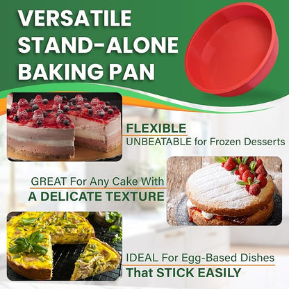 9 Inch Springform Pan for Cheesecake, with LEAKPROOF Silicone Sleeve & 2 REUSABLE Liners for WATER BATH Baking - No Foil Wrap & Parchment Needed, NON-TOXIC Stainless Steel Cheese Cake Pans for Baking