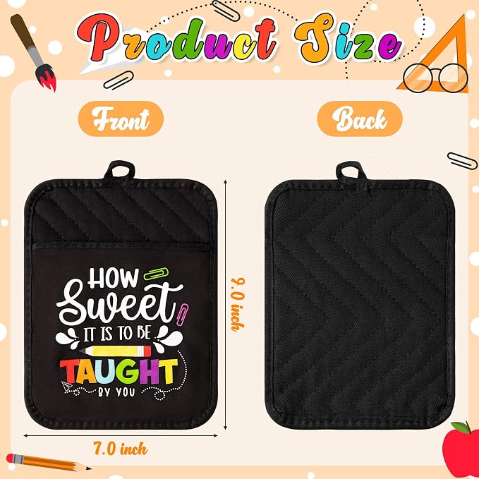 R HORSE 6Pcs Funny Baking Theme Pot Holders Silicone Spatula Gift Set Teacher Appreciation Pot Holders Kitchen Resistant Oven Mitts Baking Cooking Pocket Potholders for End of The Year Teacher Gifts
