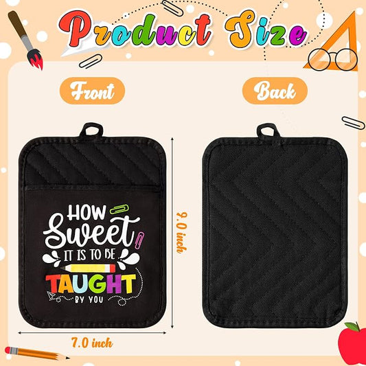 R HORSE 6Pcs Funny Baking Theme Pot Holders Silicone Spatula Gift Set Teacher Appreciation Pot Holders Kitchen Resistant Oven Mitts Baking Cooking Pocket Potholders for End of The Year Teacher Gifts