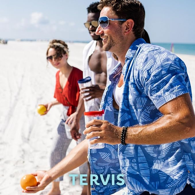 Tervis Clear & Colorful Tabletop Made in USA Double Walled Insulated Tumbler Travel Cup Keeps Drinks Cold & Hot, 16oz - 4pk, Citrus Sunrise
