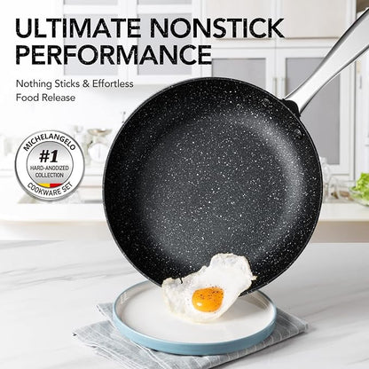 MICHELANGELO Hard Anodized Cookware Set - 10 Pcs Non Stick Pots and Pans Set with Granite Interior, Induction Cookware Set with Steamer Insert