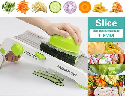 Mandoline Slicer for Kitchen — Adjustable Stainless Steel Vegetable Slicer with Safety Guard | 6 Thickness Settings | Julienne, Slice, Dice & Crinkle Cut | Compact & Foldable Food Slicer