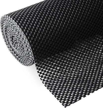 Shelf Liner, Non-Adhesive Roll Drawer Liners 12 Inches x 20 Feet for Drawers, Non Slip Grip Durable Strong Clean, for Cabinets, Kitchen, Storage, Desks, Kitchenware, Tableware, Black